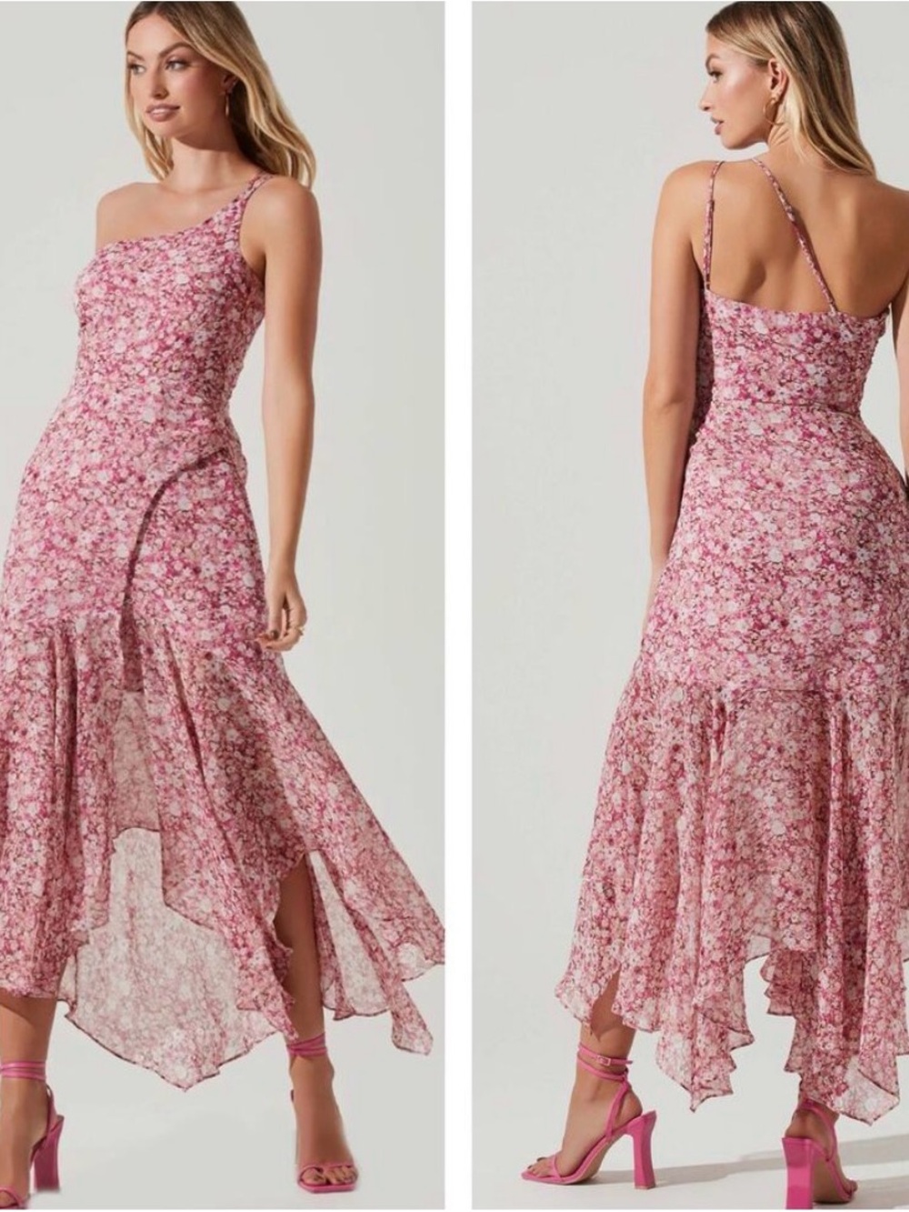 ASTR THE LABEL Gorgeous MALVINA Floral One Shoulder Midi Dress Size M, Like New